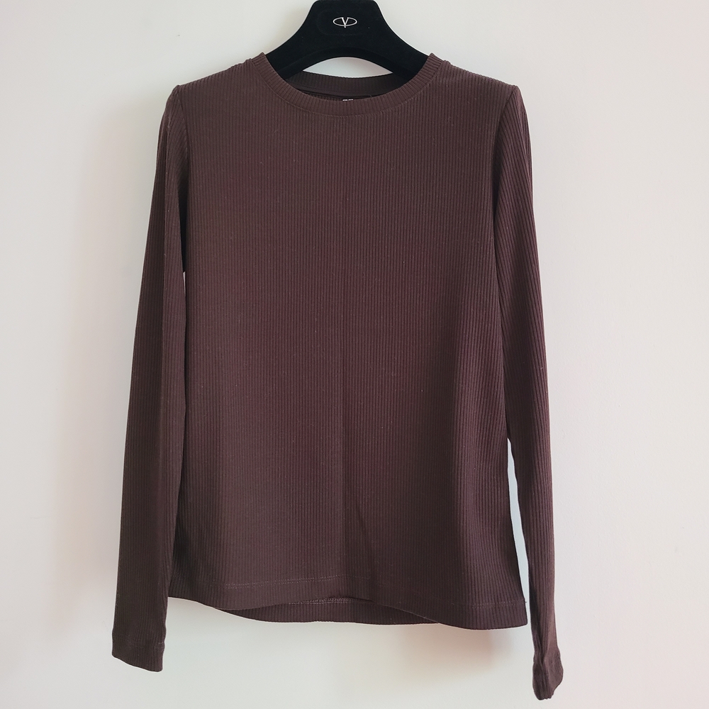 Uniqlo Dark Brown Ribbed Top Size Xs